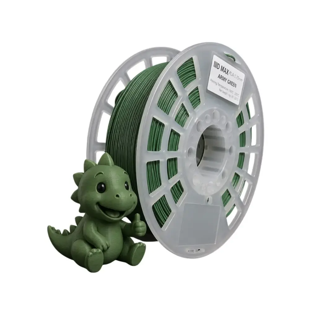 Filamento PLA IIID MAX color army green verde militar 1.75 mm en carrete para impresion 3D