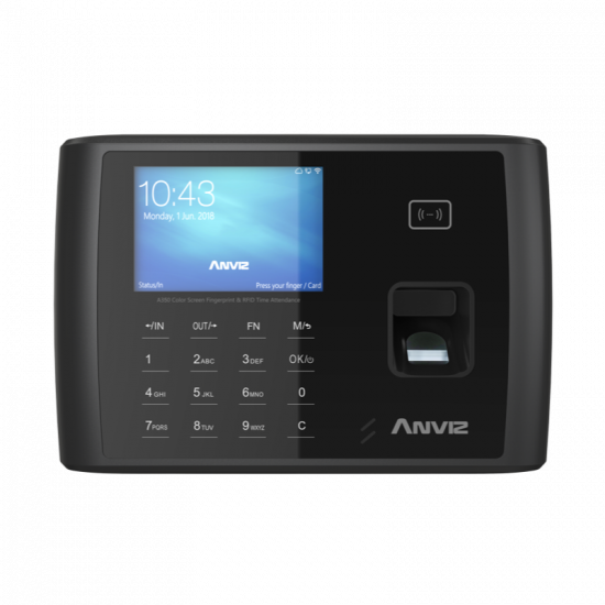 Reloj Biométrico Anviz A350 | Control de Asistencia con Wi-Fi, 4G y Huella Digital