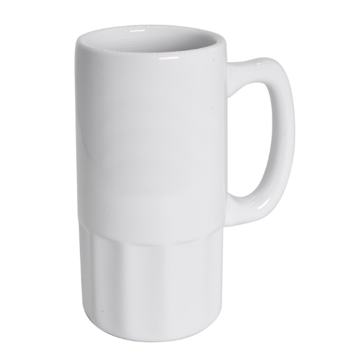 Jarra Cervecera Blanca de Cerámica 20 oz para Sublimación | Vaso Cervecero