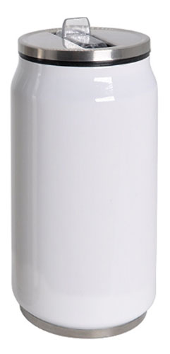 Lata Blanca de Acero Inoxidable con Pajilla de 12 oz para Sublimación