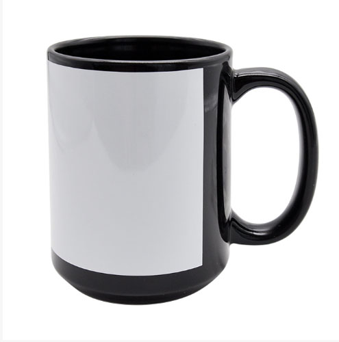 Taza de cerámica a todo color de 15 oz con parche blanco (serigrafía)