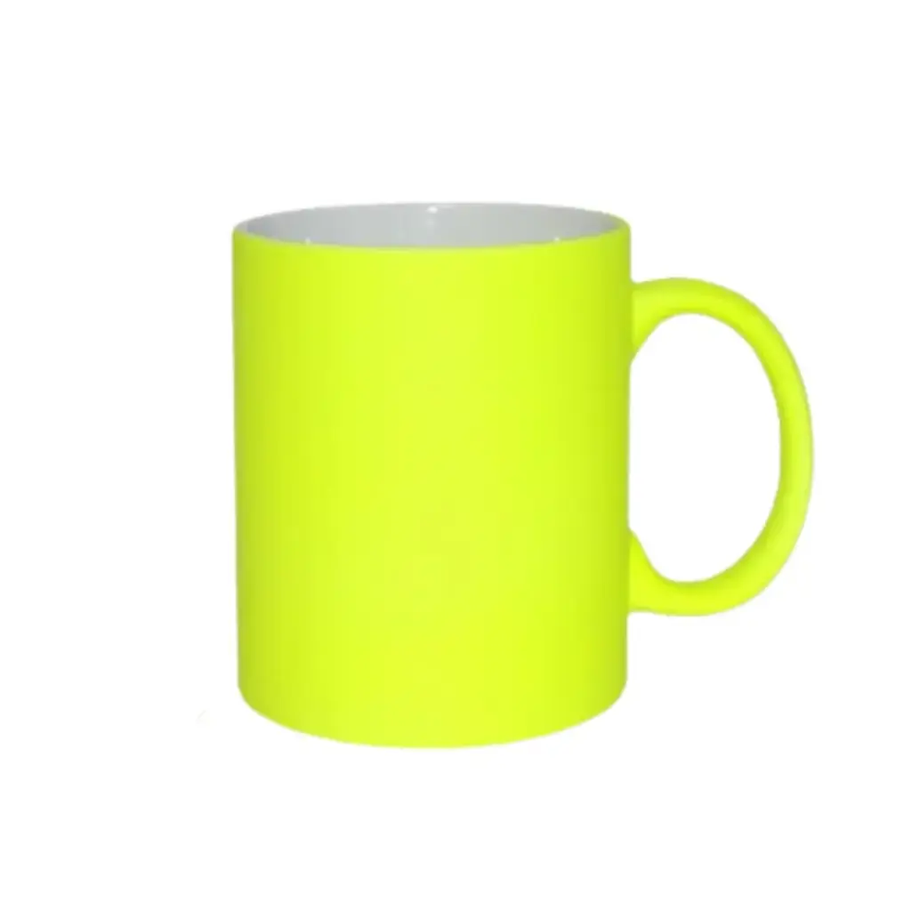 Taza de neón de cerámica de 11 oz, amarillo