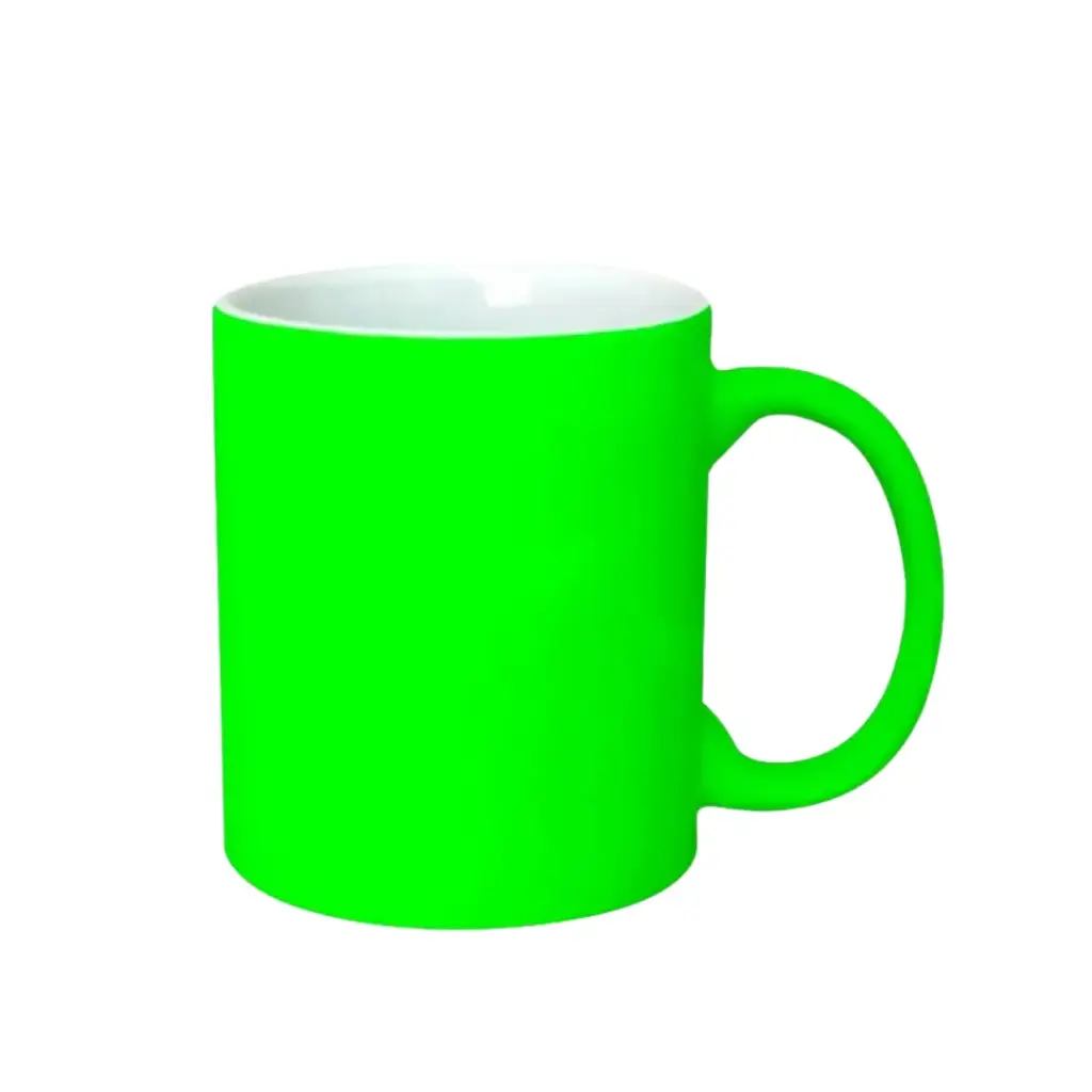 Taza de neón de cerámica de 11 oz, verde
