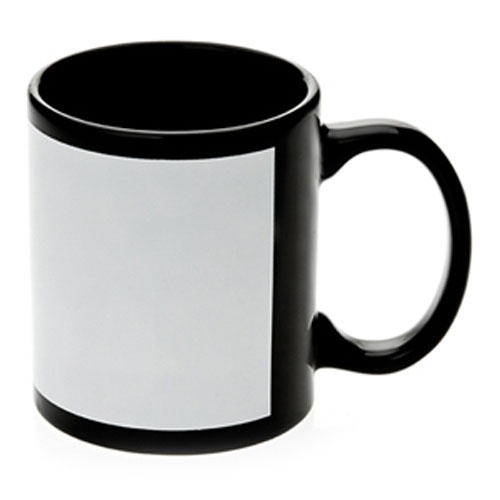 [SFS-MG04-K] Taza de cerámica a todo color de 11 oz, negra (serigrafía)