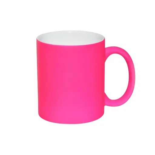 [SFS-MG78-RR] Taza de Cerámica Rosa Neón  (11 oz) para Sublimación - Acabado Mate Vibrante