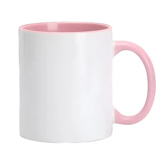 [1000206] Taza de Cerámica para Sublimar Bicolor 11 oz (Fondo y Asa Rosada) McKAKO